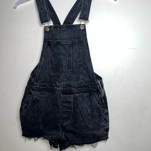 Denim & Co Romper Dark Wash Black Short Jeans (Size: 4)